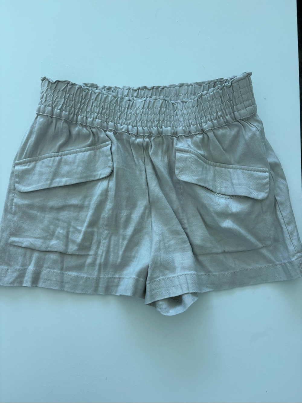 Maeve Taupe Elastic-Waist Cargo Shorts